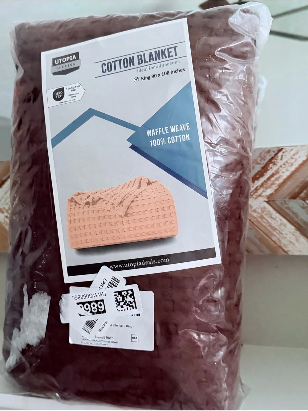 Utopia Bedding King Cotton Waffle Weave Blanket - Chocolate Brown